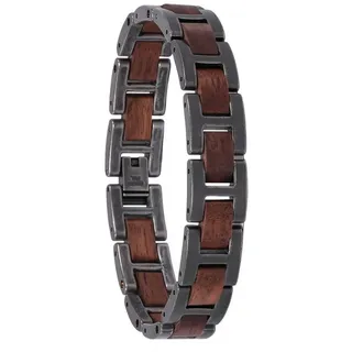 HOLZKERN Acoustic Herren-Armband aus Holz und Edelstahl Antik-Silberfarben Größe onesize