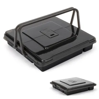 QINOL Besteckkasten für Schubladen mit Deckel Griff, Tragbar Kunststoff Schubladen Organizer mit Abnehmbarem PVC-Deckel, Schutz vor Staub küche Kunststoffablage für Besteck, 5 Fächer, Schwarz