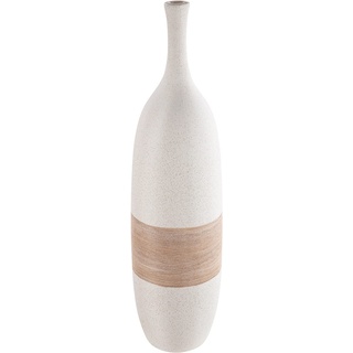 GILDE Deko Vase aus Keramik Flaschenvase - Deko Wohnzimmer Geschenk Geburtstagsgeschenk - Weiß braun - Höhe 50 cm