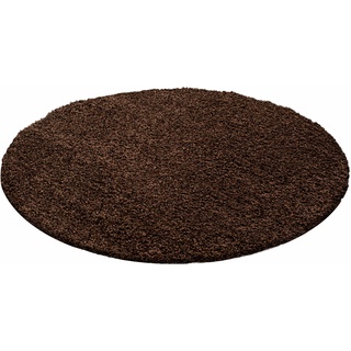 Hochflor-Teppich AYYILDIZ TEPPICHE "Life Shaggy 1500" Teppiche Gr. Ø 120 cm, 30 mm, 1 St., braun Esszimmerteppiche Wohnzimmer, Langflor, Schlafzimmer, große Farbauswahl
