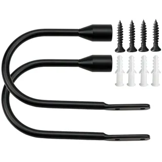 HSTYAIG Vorhang Raffhalter,Dekorativer Raffhalter für Gardinen Metall Vorhang Raffhalter Haken Holdbacks Tiebacks/Zugband Haken/Wand U Haken Vorhanghalter Raffhalter (Schwarz)