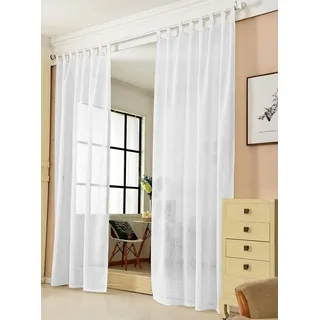 Woltu Gardine Schlaufen 140 x 225 cm Weiß