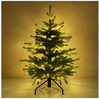 Online-Fuchs Künstlicher Weihnachtsbaum mit Beleuchtung (Lichterkette) wie echt! - 90 cm klein - Fernbedienung, Spritzguss Nadel, 100 LED ́s, 10 Leuchtmodi, Twinkle-Effekt, Warmweiß oder Farbwechsel wählbar grün