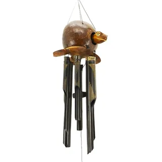 Premium 80cm Windspiel Holz Feng Shui Klangspiel Geschnitzt Kokosnuss Schildkröte Geschnitzt Guter Klang