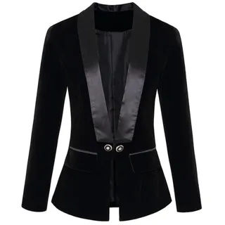 Lomeuuu Schwarzer Samtblazer Mit Satinrevers Und Zwei-Knopf-Verschluss, Geeignet Für Formelle Anlässe Wie Abendessen Und Partys (Black,XL)