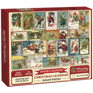 Fukamou Puzzle-Adventskalender, Weihnachtskalender-Rätsel - 1000 Stück Countdown-Weihnachtskalender 24 Tage -Rätsel | Weihnachts-Countdown-Kalender, Lustige Feiertagsrätsel Für Und Mädchen