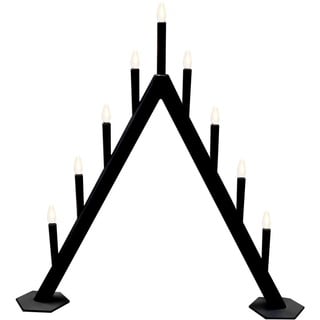 LED Kerzenbrücke 62 cm schwarz 9 flammig mit Doppeltimer elektrisch