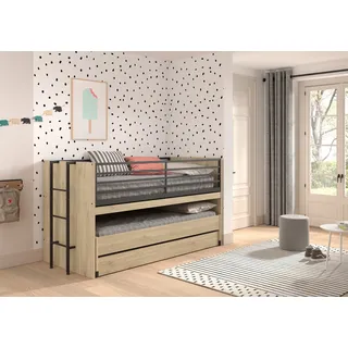 Vipack Etagenbett mit Schreibtisch Eiche 90 x 200 cm braun beige