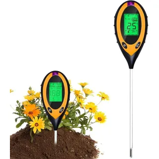 burmong MEPHILIMIA 4-in-1 Bodentest Messgerät Feuchtigkeitsmessgerät Pflanzen mit Temperatur & Lichtmesser, Bodentest Messgerät, Bodenteste, Boden-pH-Messer für Gartenarbeit, Landwirtschaft