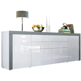 Vladon La Paz 200 x 72 x 35 cm Weiß Hochglanz / Avola-Anthrazit