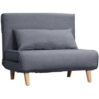 Homcom Schlafsofa Sofabett Klappsofa verstellbar Rückenlehne Liege nordisch skandinavisch 25D Schaumstoff Haus Leinenimitat Tannenholz Grau 94 x 95 x 80 (BxTxH)