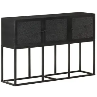 furnicato Sideboard aus Vollholz mit pulverbeschichtetem Stahlrahmen, 115x30x76 (1 St) schwarz