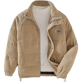 Cordjacke Männer Winterjacke Warme Einfarbig Klassisch Winterjacke Übergangsjacke Langer Ärmel Jacke Wintermantel Herren mit Reißverschluss