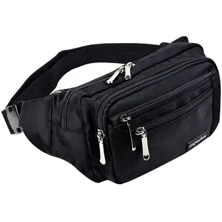 oxpecker Hüfttasche mit Regenschutz, wasserdichte Bauchtasche für Herren & Frauen, Workout Reisen, Casual Laufen, Wandern, Radfahren, Hüfttasche mit verstellbarem Gurt für Outdoor, schwarz