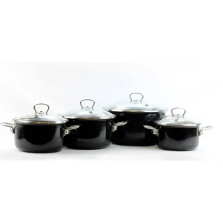 Belis Premium Emaille Kochgeschirr Set schwarz 4 Stück - Schwarz