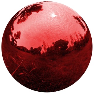 Missmore 15,2 cm große Spiegelkugel in rotem Edelstahl, polierte hohle Kugel, reflektierende Gartenkugel, schwimmende Teichkugeln für Hausgarten (rot, 15,2 cm)