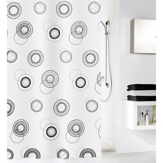 Kleine Wolke Duschvorhang, Schwarz, Weiß, Textil, Kreise, 180x200 cm, wasserabweisend, Badtextilien, Duschvorhänge