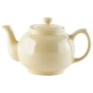 Price & Kensington Englische Teekanne für 6 Tassen, aus hochwertigem Steingut, Teekännchen mit Glanzglasur, creme beige, mikrowellen- und spülmaschinenfest, Vintage Teebereiter