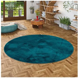 Snapstyle Luxus Super Soft Hochflor Langflor Teppich Deluxe Rund Petrol - Flauschig Weich für Wohnzimmer Schlafzimmer Kinderzimmer