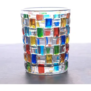 Aebor Bunte Trinkgläser, handbemalt, farbige Wassergläser, mehrfarbiges Wasserglas, Whiskey-Weingläser, Tumbler-Gläser (gewebt)