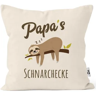 MoonWorks® Kissen-Bezug Spruch Opa's Oma's Mama's Papa's Schnarchecke Faultier Print Kissen-Hülle Deko-Kissen Baumwolle Natur Unisize