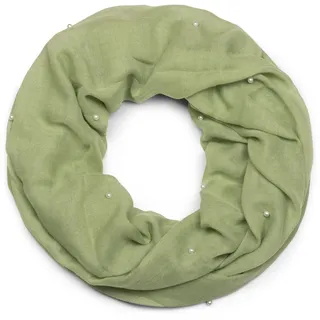 styleBREAKER Loop Loop Schal mit Perlen Applikation, (1-St) grün