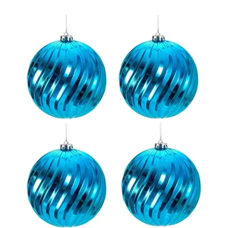 4 Stück Große Weihnachtskugel Türkis Ø 15 cm Dekokugel zum Hängen