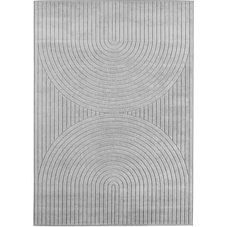 Carpetsale24 Kurzflor Teppich 280x370 cm XXL Grau Wohnzimmer, Schlafzimmer, Küche, Skandinavisch Boho Motiv, für Outdoor Bereich geeignet