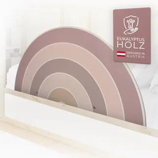 Wunderlab Rausfallschutz Bett aus Holz in süßem Design für Kinder - Bettgitter Rausfallschutz Ruby fürs Kinderzimmer, Bettschutzgitter Kinderbett, Hausbett bis 200cm geeignet, schön, stabil + sicher