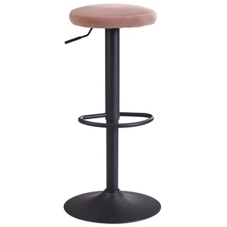 möbelando Barhocker »Barhocker Samt Rosa Hocker ohne Lehne 58 - 79 cm«, Barhocker Samt Rosa Hocker ohne Lehne 58 - 79 cm, Küchenhocker Stoff / Metall 100kg, Design Barstuhl Tresenhocker Drehbar Bistrohocker rosa