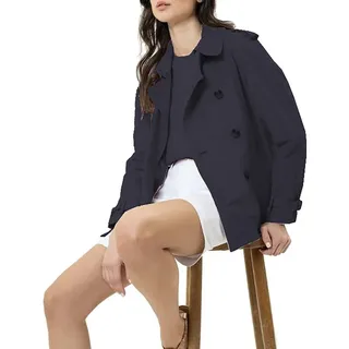 Herrlicher Trenchcoat Juliana Jacket Trench Jacke mit Reverskragen, Zweireihig mit Knöpfen blau XL