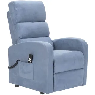 POLTRONE ITALIA Jessica1 Sessel mit aufstehhilfe Medizinisches Gerät 4 Räder Mikrofedersitz Flauschige fernsehsessel elektrisch schlafsessel Himmelblau