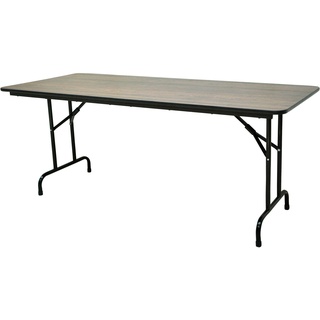 METRO Professional Banketttisch, Stahl / Eichenholz, 184 x 76 x 74 cm, rechteckig, klappbar, schwarz / braun