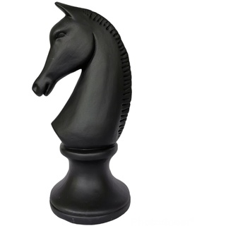 Goldbach XL Schachfigur Pferd schwarz Springer Pferdekopf Pferdebüste Schach 33cm groß Dekofigur