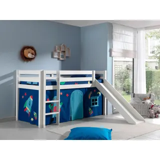Vipack Hochbett Pino mit Rutsche weiß/blau
