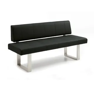 Niehoff Colorado Designbank Kufengestell Edelstahl, Leder Napoli schwarz Niehoff Indoor Möbel: 200cm