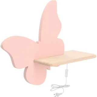 Kinderwandleuchte Butterfly, Pink, Holzwerkstoff, Metall, Holz, Eiche, Schmetterling,Schmetterling, 12x29.5x40 cm, RoHS, Europäischer Sicherheitsstandard, Schnurschalter, einfach zu transportieren, Lampen & Leuchten, Innenbeleuchtung, Leuchten nach Räumen, Babyzimmerlampen