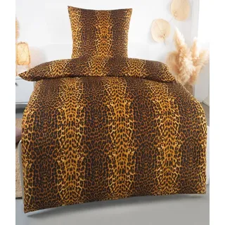 Dreamhome Bettwäsche 135x200 + 80x80 cm atmungsaktiver Bettbezug, Leopard Print, Für Allergiker geeignet, pflegeleicht, angenehm weicher Stoff