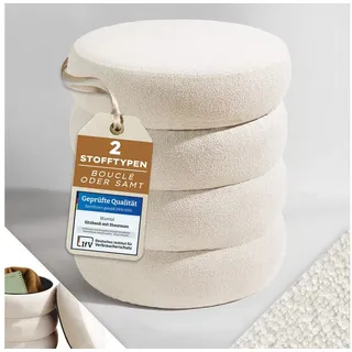 Blumtal Sitzhocker mit Stauraum Bouclé 42 x 47 x 42 cm Beige