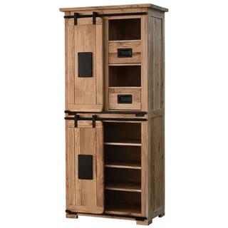 SAM® Highboard Gia, Akazienholz, mit Baumkante oder gerader Kante, Industrial-Design beige 80 cm x 175 cm x 45 cm