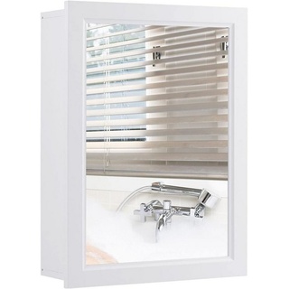 KOMFOTTEU Spiegelschrank Badschrank mit 2 Ablagen, aus Holz weiß