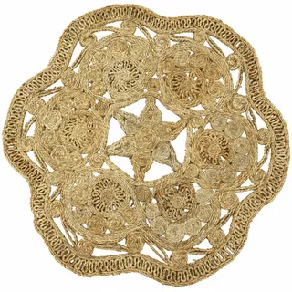 carpetfine Sisalteppich CARPETFINE "Juteteppich Paul", beige (natur), H:13mm Ø:60cm, Jute, Teppiche, Sisalteppich, natürliches Pflanzenmaterial von Hand gewebt, Boho Style