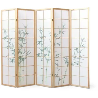 Homestyle4u Paravent Grün, Holz, 220x175x2 cm,