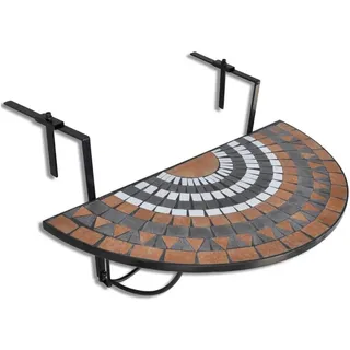 vidaXL Balkonhängetisch 76 x 56 x 64 cm terracotta/weiß-schwarz klappbar