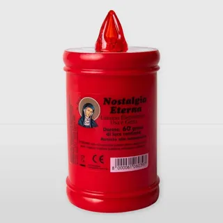 La Briantina Elektrisches LED-Teelicht für den Innenbereich, Lebensdauer 60 Tage, Rot mit festem Licht, 10,5 x Ø 6,5 cm
