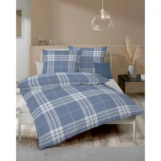 KAEPPEL Pure Kariert Blau 135 x 200 cm + 80 x 80 cm