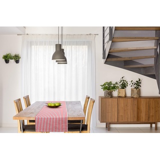 FILU Tischläufer 40 x 180 cm Rot/Weiß gestreift (Farbe und Größe wählbar) - hochwertig gefertigter Tischläufer aus 100% Baumwolle im skandinavischen Landhaus-Stil