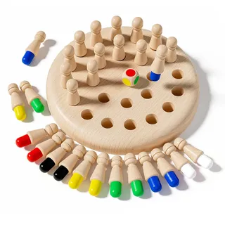 ZHITENG Memory Schach Holz Kinder, Montessori Spielzeug ab 4 Jahre | Schachspiel Lernspielzeug, Memory Spiel Verbessert das Gedächtnis und die Farbwahrnehmung, Geburtstagsgeschenke für Kinder