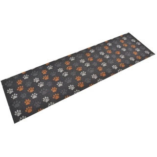 Fußmatte Küchenteppich Waschbar Pfoten 45x150 cm Samt, vidaXL, Rechteckig, Höhe: 0.5 mm grau
