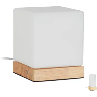 Tischlampe Tischleuchte Nachttischlampe Fensterlampe Holzfuß Milchglas 150 cm
